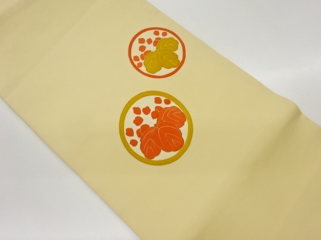 塩瀬金駒刺繍丸に五三桐模様名古屋帯